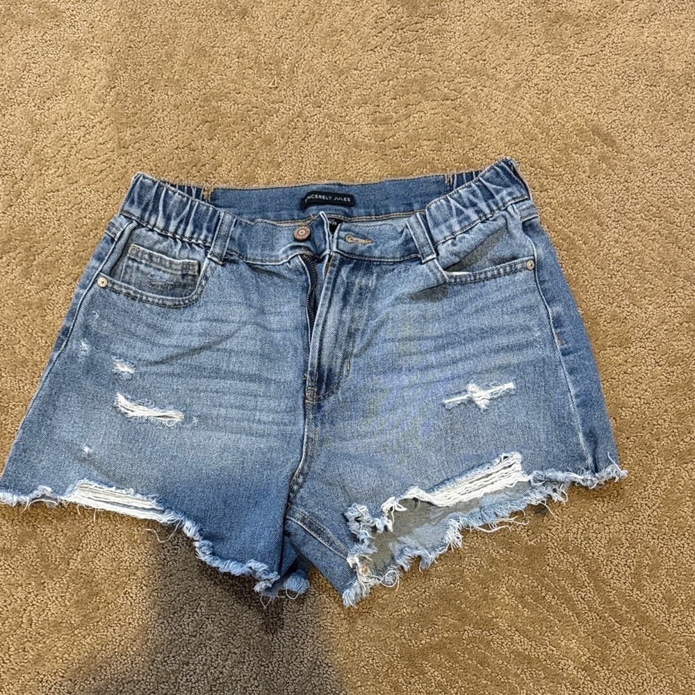 NWOT Sincerely Jules Denim Cut Off Jean Shorts Elastic Waist, size 9/29
